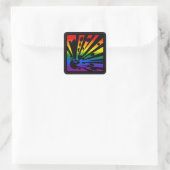 Regenbogenexplosion Quadratischer Aufkleber (Tasche)