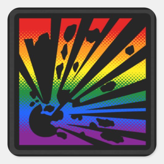 Regenbogenexplosion Quadratischer Aufkleber (Vorderseite)