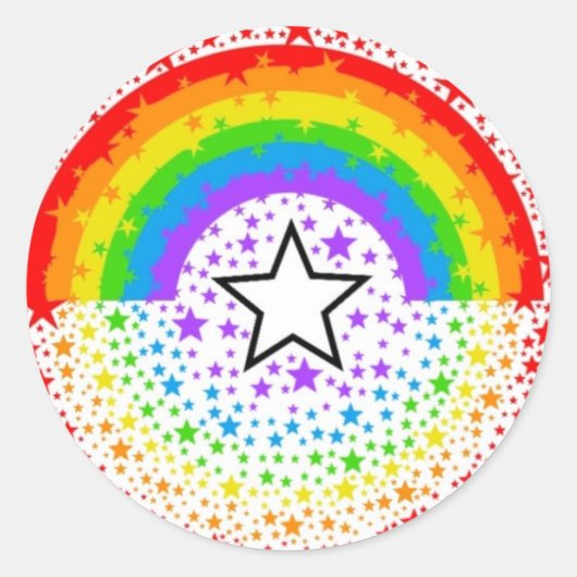 Regenbogenexplosive Sterne Runder Aufkleber (Vorderseite)