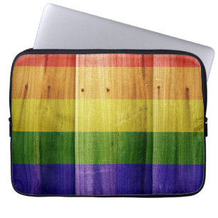 Regenbogenfahne aus Holz Laptopschutzhülle