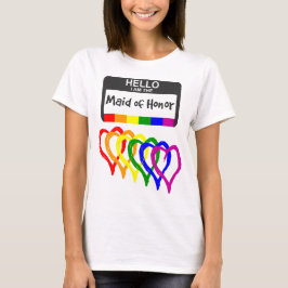 Regenbogenfahne Herz-Trauzeugin-Abzeichen T-Shirt
