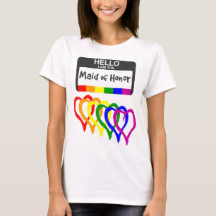 Regenbogenfahne Herz-Trauzeugin-Abzeichen T-Shirt