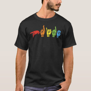 Regenbogenfahne (Sign Language Rainbow Flag Gay Lg T-Shirt
