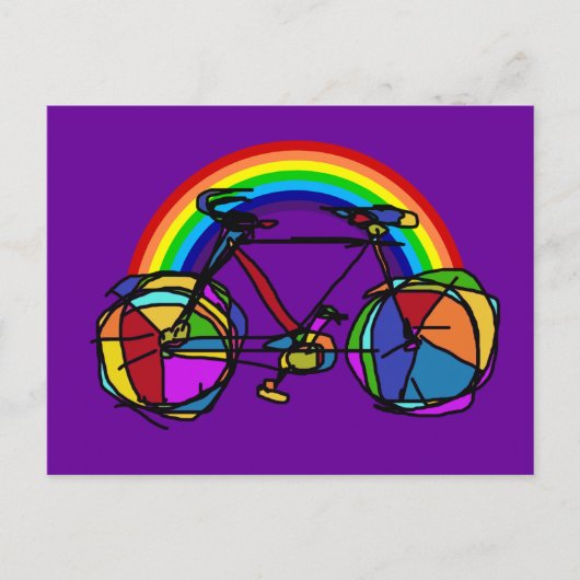 Regenbogenfahrrad coole Farben Postkarte (Vorderseite)