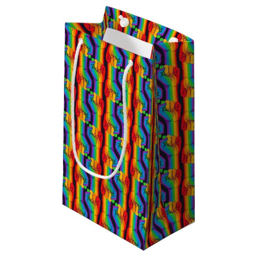 Regenbogenfalte Kleine Geschenktüte (Vorderseite Schrägansicht)