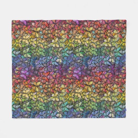 Regenbogenfantasy-Schmetterlinge Fleecedecke (Vorderseite (Horizontal))