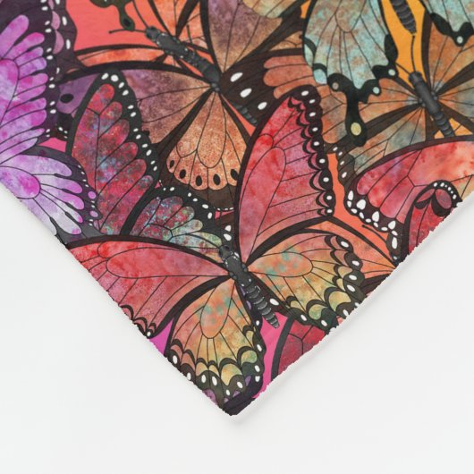Regenbogenfantasy-Schmetterlinge Fleecedecke (Ecke)