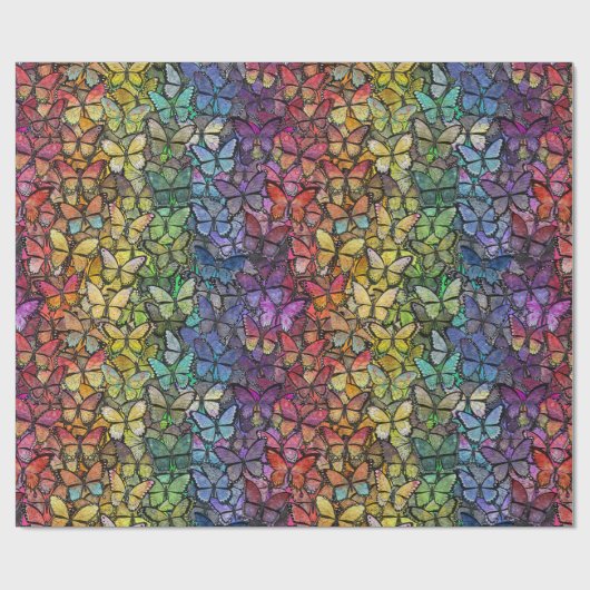 Regenbogenfantasy-Schmetterlinge Geschenkpapier (Flach)