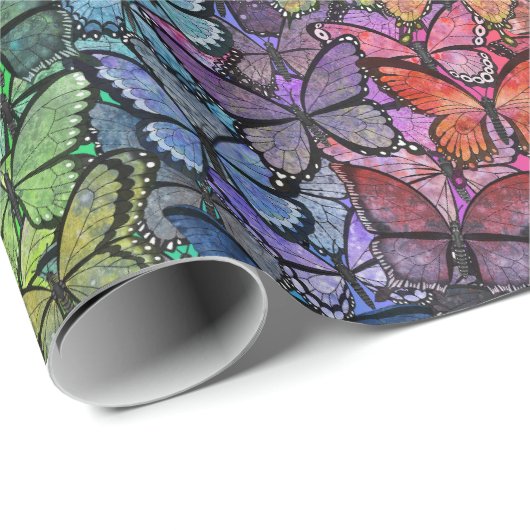 Regenbogenfantasy-Schmetterlinge Geschenkpapier (Rolleneckpunkt)