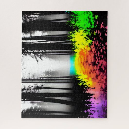 Regenbogenfarbe auf Silhouette Puzzle (Vertikal)
