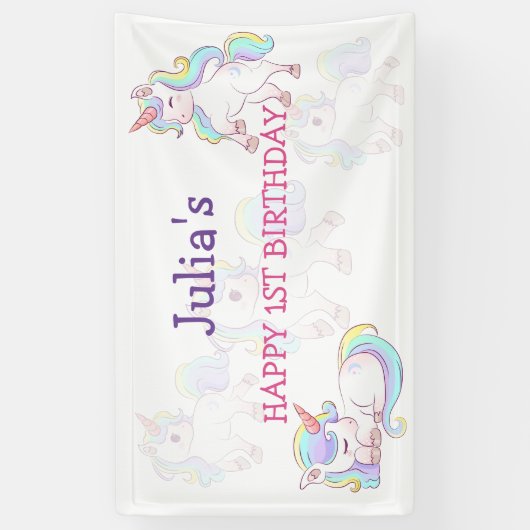 Regenbogenfarbe Kindermädchen Geburtstag Banner (Vertikal)