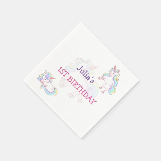 Regenbogenfarbe Kindermädchen Geburtstag Serviette (Ecke)