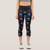 Regenbogenfarbe Skull-Tropfen Capri Leggings (Vorderseite)