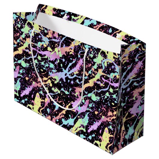 Regenbogenfarbe Spritze extrem: Große Geschenktüte (Rückseite Schrägansicht)