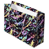 Regenbogenfarbe Spritze extrem: Große Geschenktüte (Vorderseite Schrägansicht)