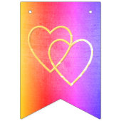 Regenbogenfarbe Zwei goldene Herzen Wimpelkette (Zweite Fahne)