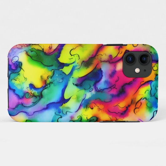 Regenbogenfarben abstrakte Aquarellmalerei Case-Mate iPhone Hülle (Rückseite (Horizontal))