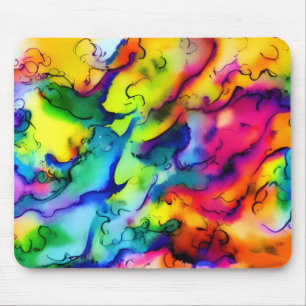 Regenbogenfarben abstrakte Aquarellmalerei Mousepad