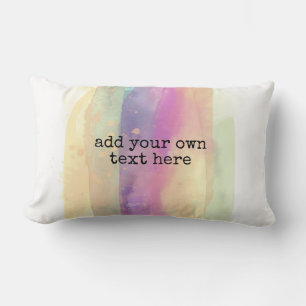 Regenbogenfarben Aquarellkunst fügt eigenen Text h Lendenkissen