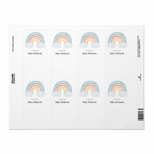 Regenbogenfarben Babyduschbücher-Aufkleber (Vorne)