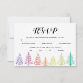 Regenbogenfarben Bäume, Konfetti-Lesben-Hochzeit RSVP Karte (Vorderseite)