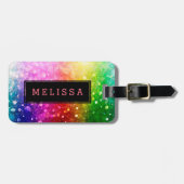 Regenbogenfarben Bokeh Glitter Textur Gepäckanhänger (Vorderseite horizontal)