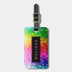 Regenbogenfarben Bokeh Glitter Textur Gepäckanhänger