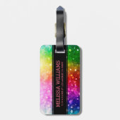 Regenbogenfarben Bokeh Glitter Textur Gepäckanhänger (Rückseite vertikal)