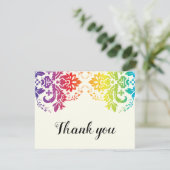 Regenbogenfarben Damask lesbische Hochzeit Danke (Stehend Vorderseite)