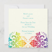 Regenbogenfarben, Damastenhochzeit Save the Date (Rückseite)