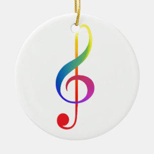 Regenbogenfarben des dreifachen Clef Keramik Ornament