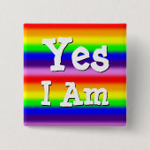 Regenbogenfarben dünne Streifen Schwule Pride Ja I Button (Vorderseite)