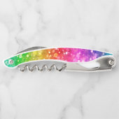 Regenbogenfarben falscher Glitter Kellnermesser (Rückseite)