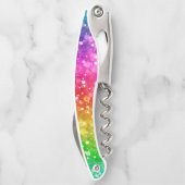 Regenbogenfarben falscher Glitter Kellnermesser (Rückseite)