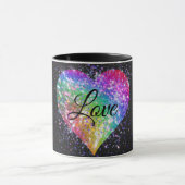 Regenbogenfarben funkeln Glitzer Herz Liebe Tasse (Zentrum)