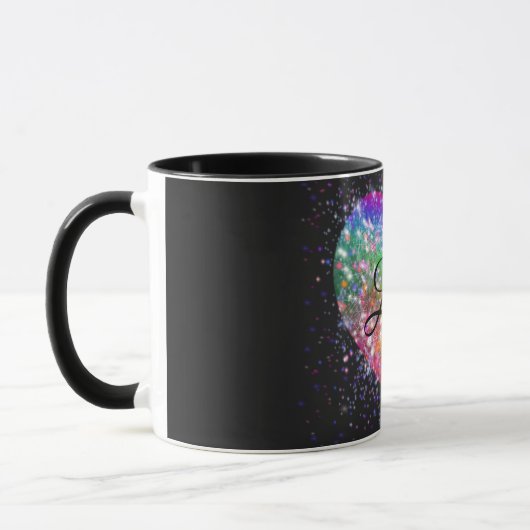 Regenbogenfarben funkeln Glitzer Herz Liebe Tasse (Links)