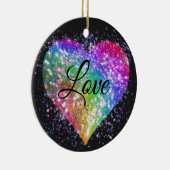 Regenbogenfarben funkelnd Glitzer Herz Liebe Ceram Keramik Ornament (Rechts)