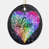 Regenbogenfarben funkelnd Glitzer Herz Liebe Ceram Keramik Ornament (Links)