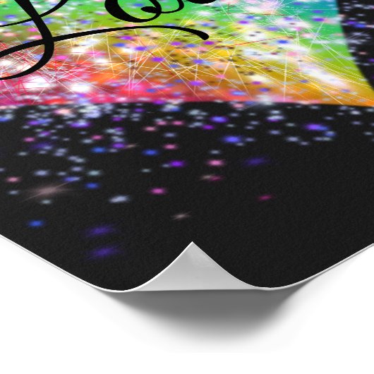 Regenbogenfarben funkelnd Glitzer Herzstück Liebe Poster (Ecke)