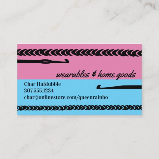 Regenbogenfarben Häkelgarnnähte Visitenkarte (Rückseite)