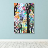 Regenbogenfarben Himmel mit schwarzen Bäumen Leinwanddruck (Insitu (Holzboden))