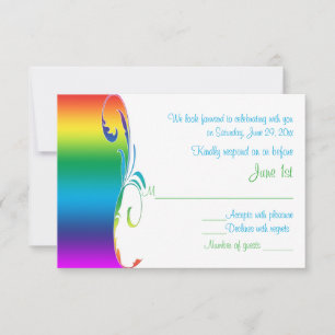 Regenbogenfarben Hochzeit Antwortkarte mit Scroll- RSVP Karte