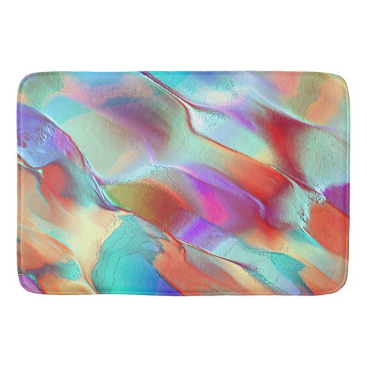 Regenbogenfarben in virtuellem Perlengestein Badematte (Vorderseite)