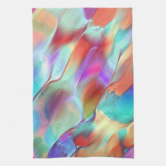 Regenbogenfarben in virtuellem Perlengestein Geschirrtuch (Vertikal)