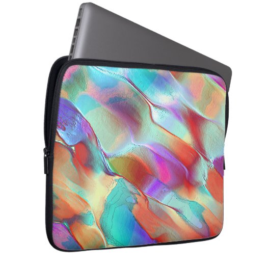 Regenbogenfarben in virtuellem Perlengestein Laptopschutzhülle (Vorne Rechts)