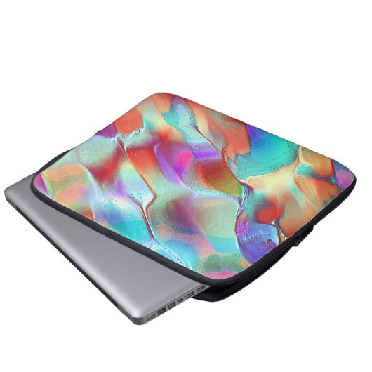 Regenbogenfarben in virtuellem Perlengestein Laptopschutzhülle (Vorne Knopf)