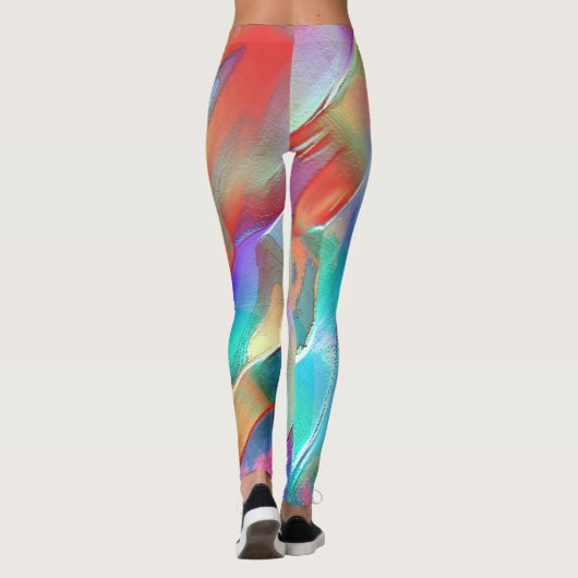 Regenbogenfarben in virtuellem Perlengestein Leggings (Rückseite)