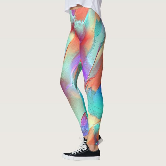 Regenbogenfarben in virtuellem Perlengestein Leggings (Links)