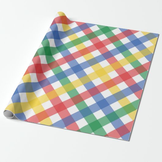 Regenbogenfarben-Karo-Gitternetz-Muster, Primärfar Geschenkpapier (Ungerollt)