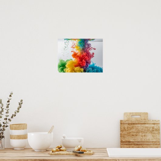 Regenbogenfarben Kaskade im Wasser Poster (Küche)